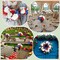 36 Pieces Hydrangea Flowers 4th of July Fake Full Hydrangea Flowers Patriotic Faux Artificial Hydrangea Flowers with Stems for Independence Memorial Day Home Kitchen Decor